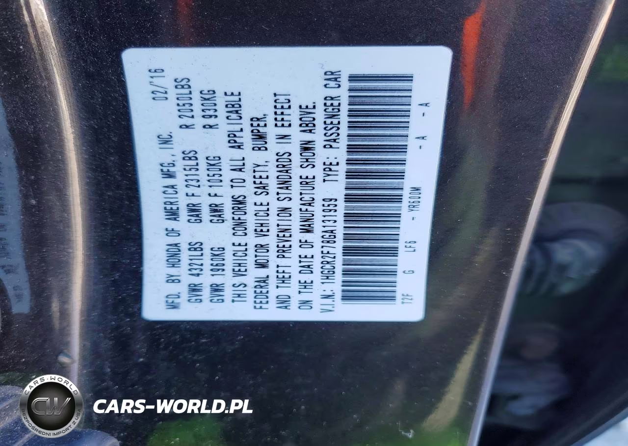 2016 Hond Accord Ex VIN:1HGCR2F78GA131959 - 13