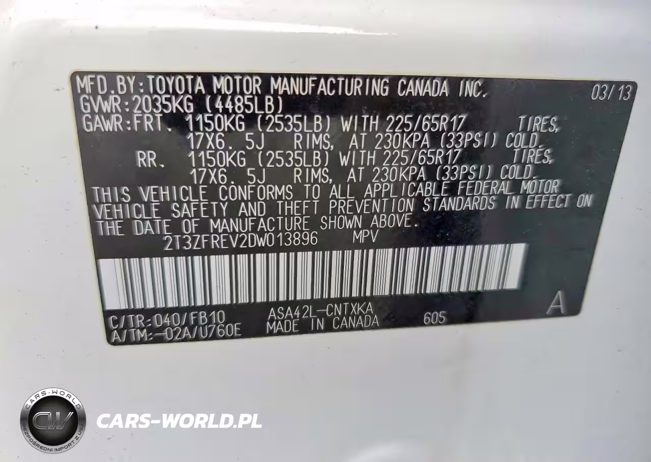 2013 Toyota Rav4 Le VIN:2T3ZFREV2DW013896 - 12