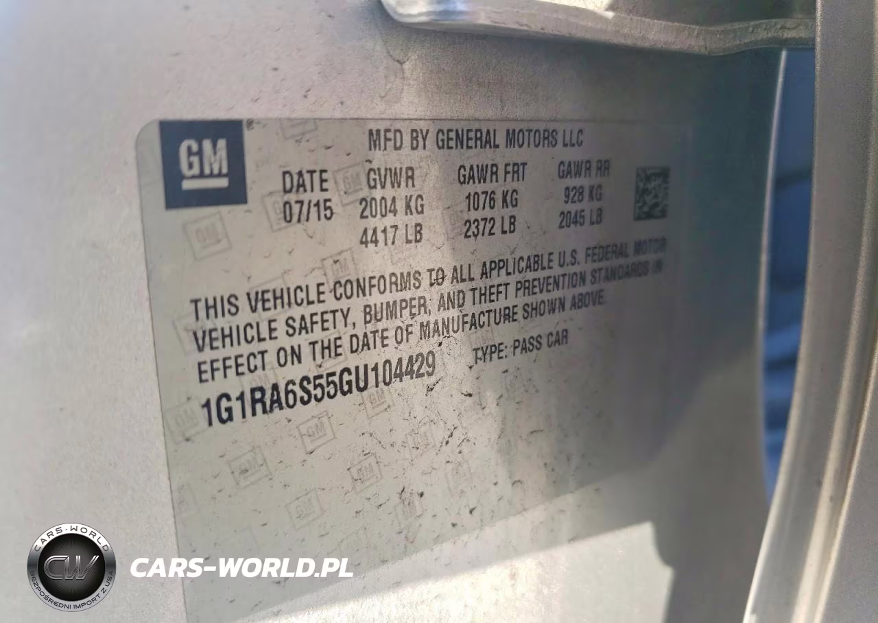 2016 Chevrolet Volt Lt VIN:1G1RA6S55GU104429 - 12