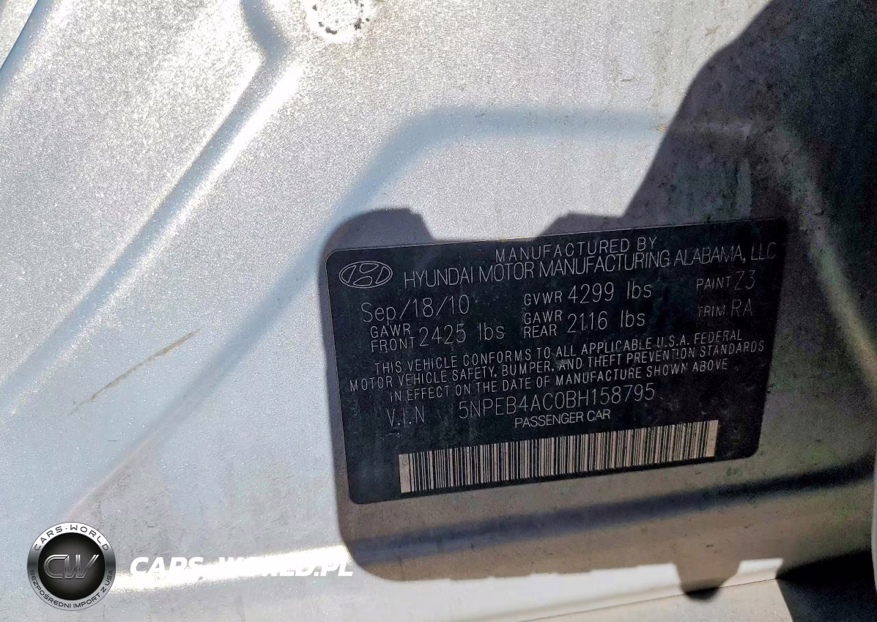 2011 Hyundai Sonata Gls VIN:5NPEB4AC0BH158795 - 12