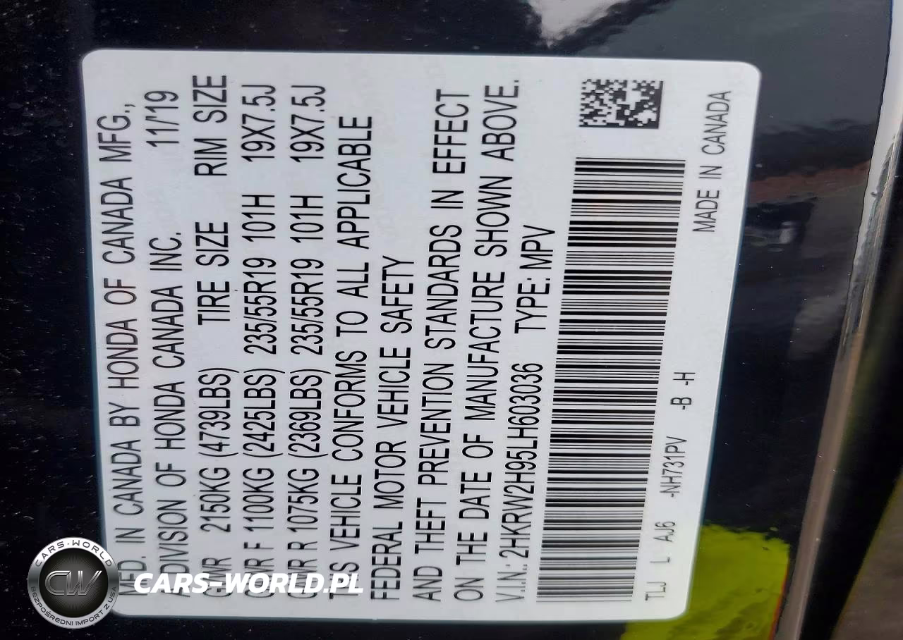2020 Honda Cr-V Touring VIN:2HKRW2H95LH603036 - 14