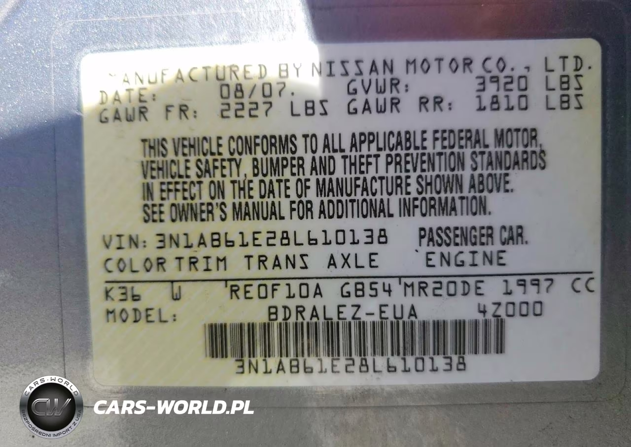 2008 Nissan Sentra 2.0 VIN:3N1AB61E28L610138 - 13