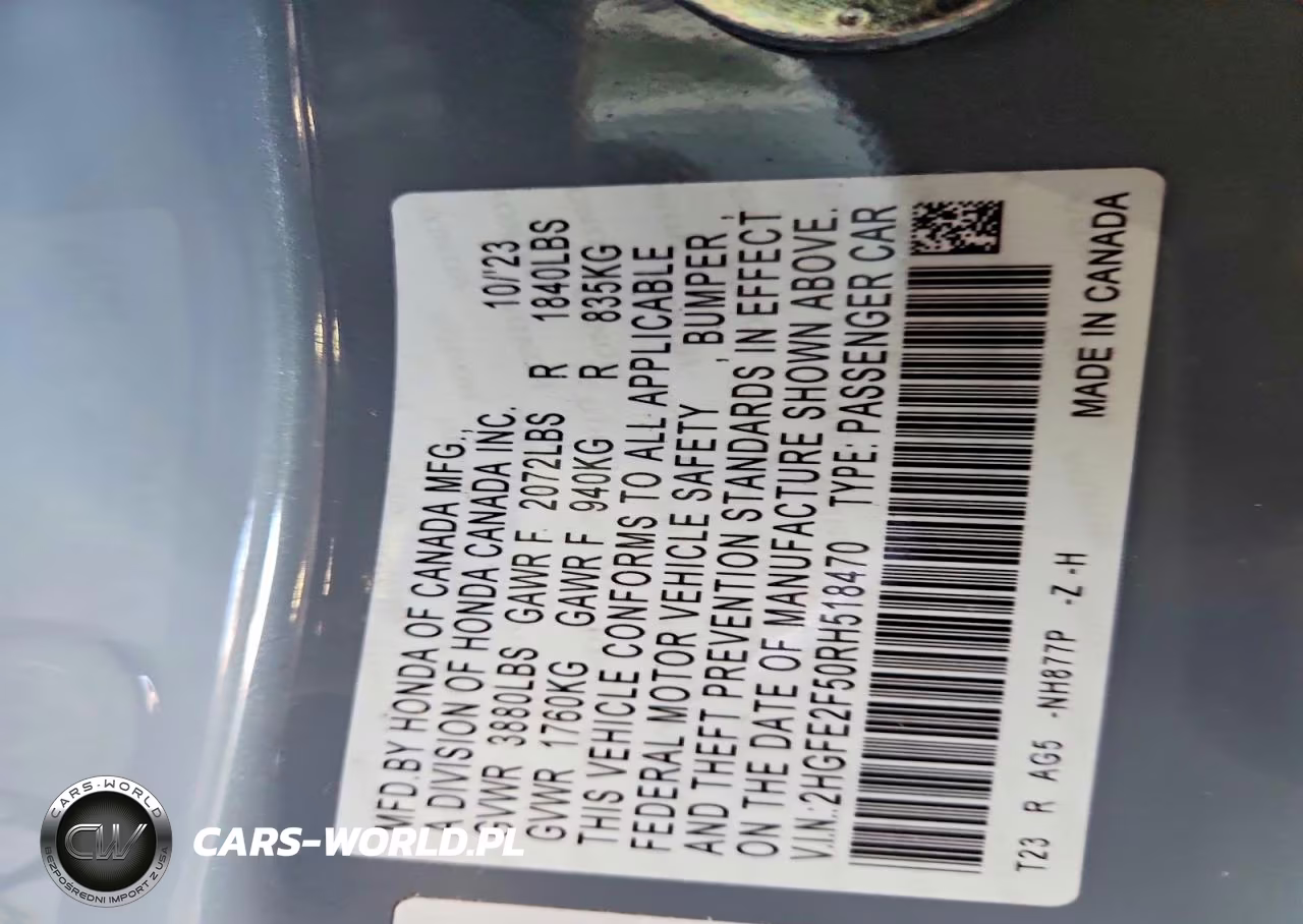 2024 Honda Civic Sport VIN:2HGFE2F50RH518470 - 12