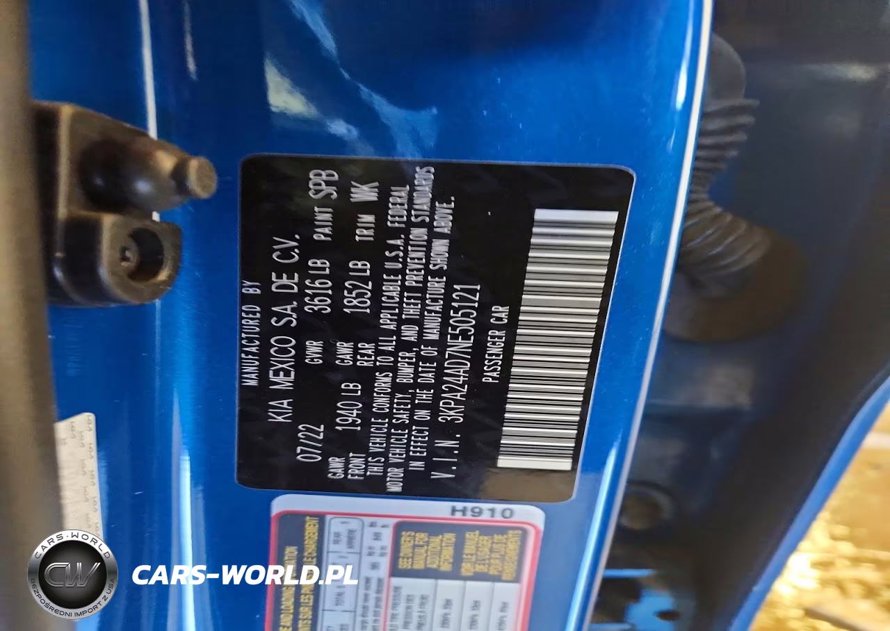 2022 Kia Rio S VIN:3KPA24AD7NE505121 - 12
