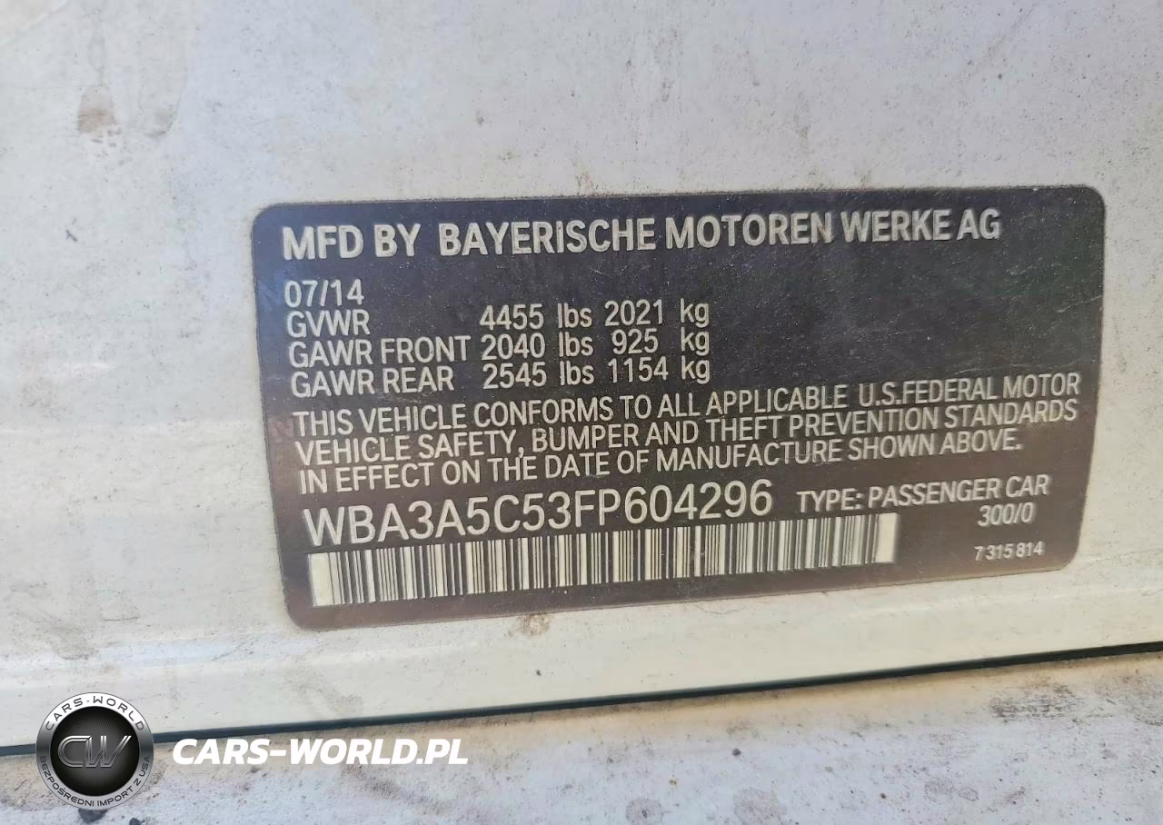 2015 BMW 3 Series 320I xDrive VIN:WBA3A5C53FP604296 - 12