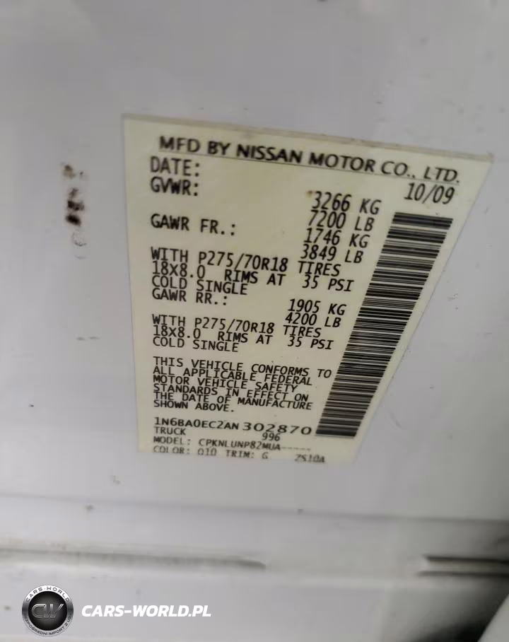 2010 Nissan Titan Xe VIN:1N6BA0EC2AN302870 - 12