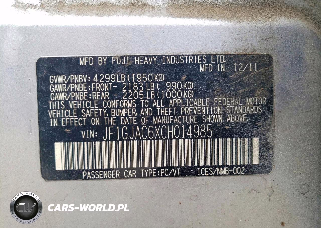 2012 Subaru Impreza Premium VIN:JF1GJAC6XCH014985 - 12
