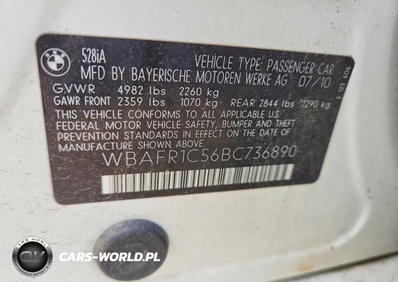 2011 BMW 528 I VIN:WBAFR1C56BC736890 - 12
