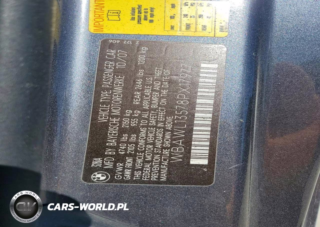 2008 BMW 328 I VIN:WBAWL13578PX17977 - 12