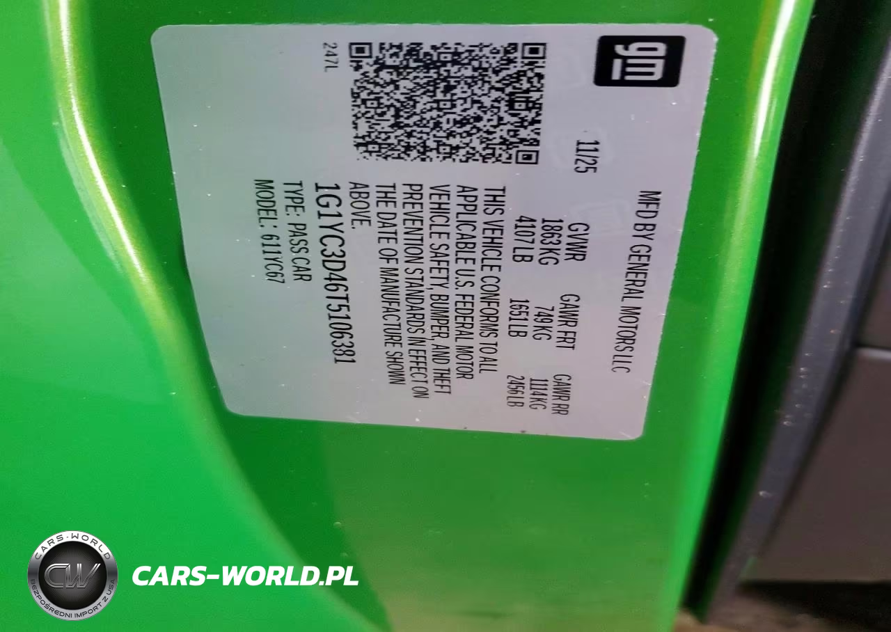 2026 Chevrolet Corvette Stingray 3Lt VIN:1G1YC3D46T5106381 - 12