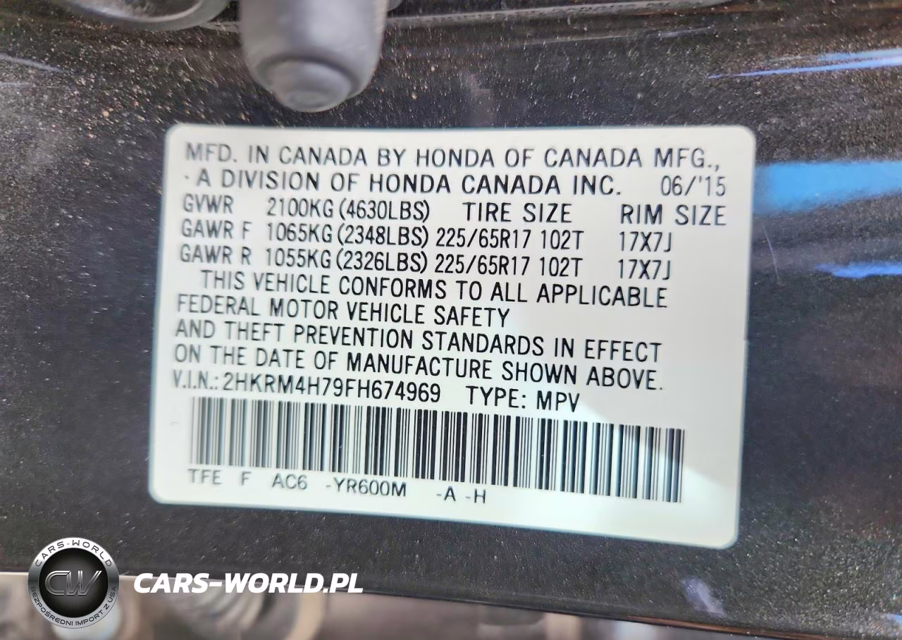 2015 Honda Cr-V Exl VIN:2HKRM4H79FH674969 - 13
