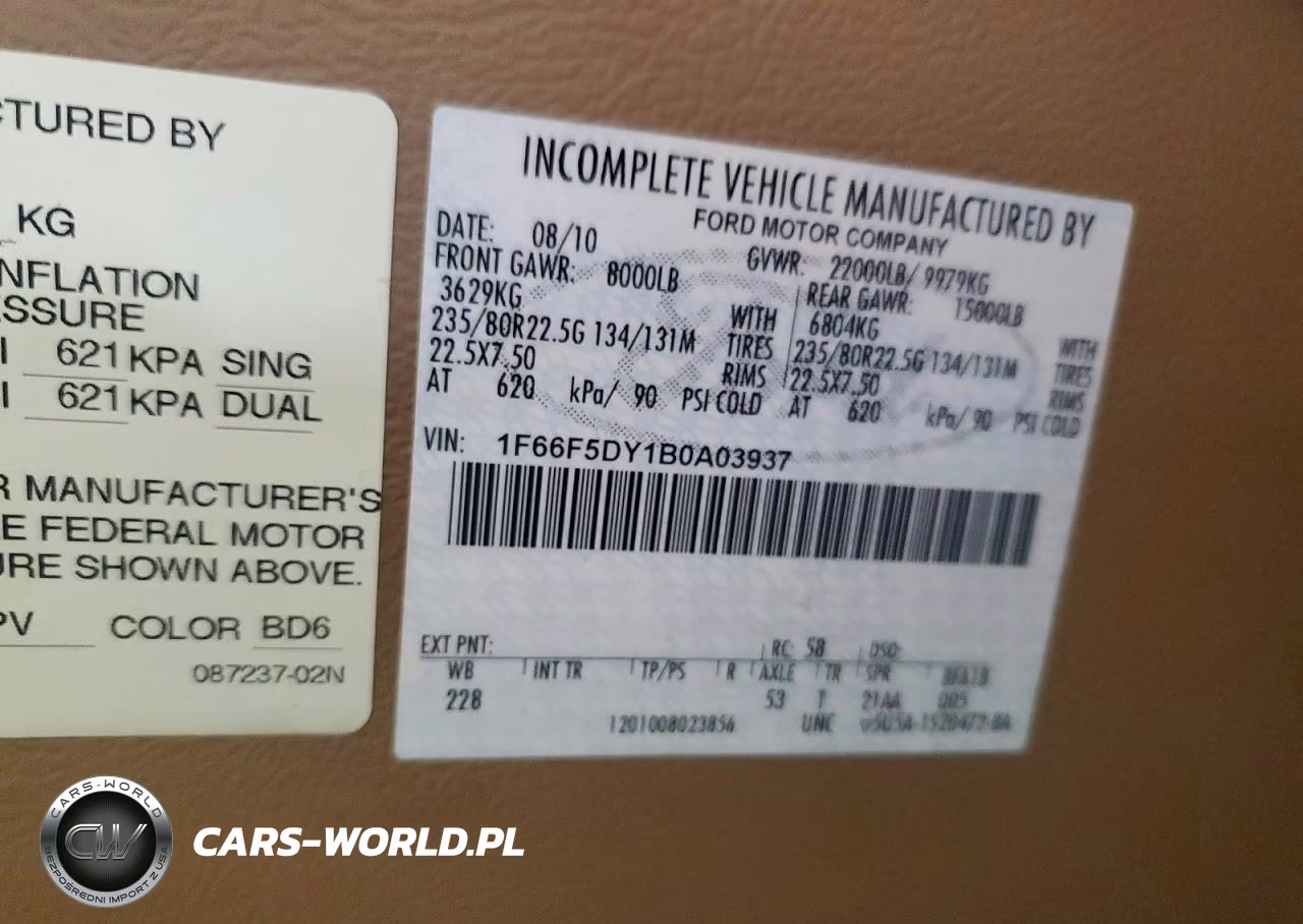 2011 Ford Suncruiser Rv VIN:1F66F5DY1B0A03937 - 10