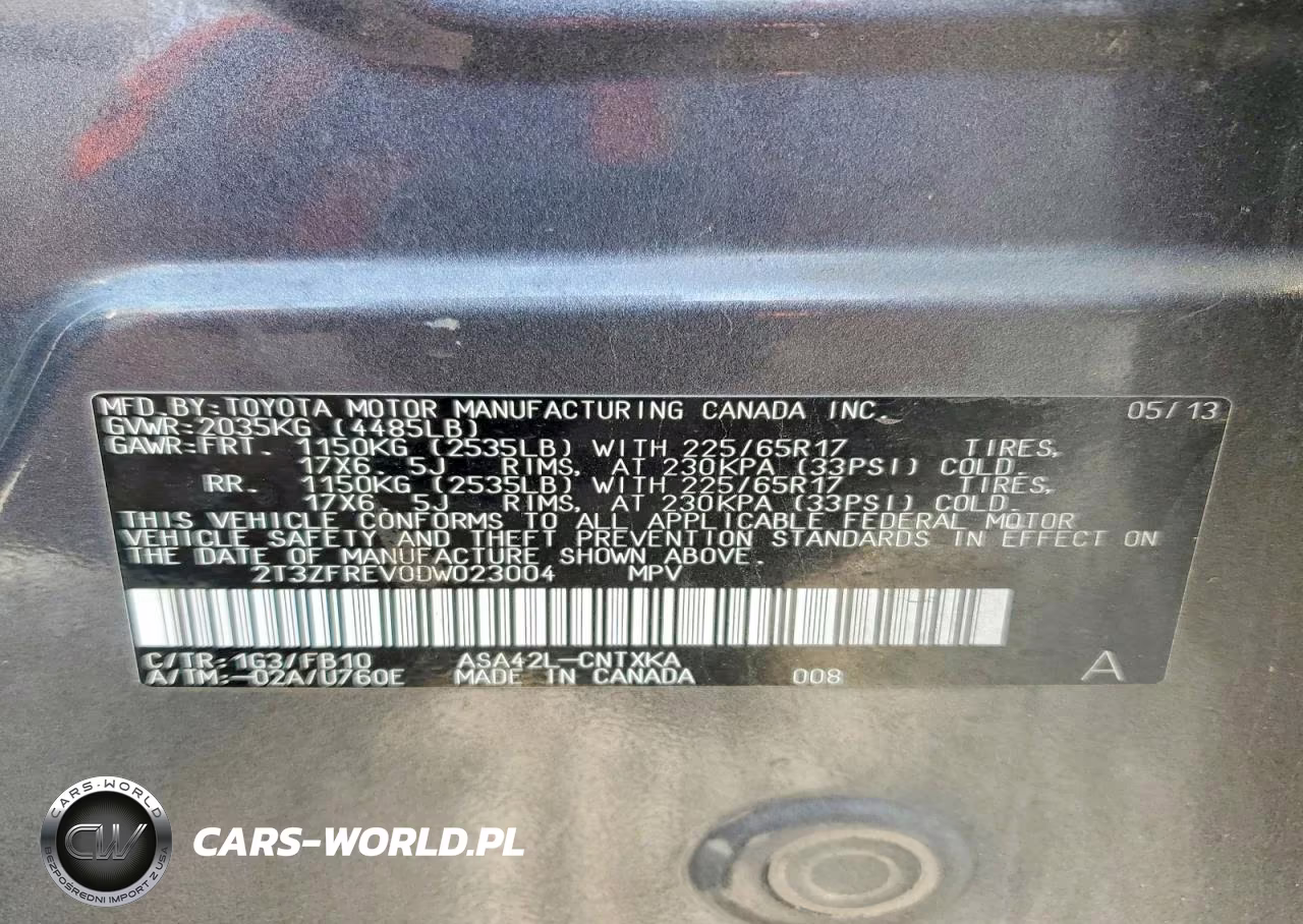 2013 Toyota Rav4 Le VIN:2T3ZFREV0DW023004 - 14