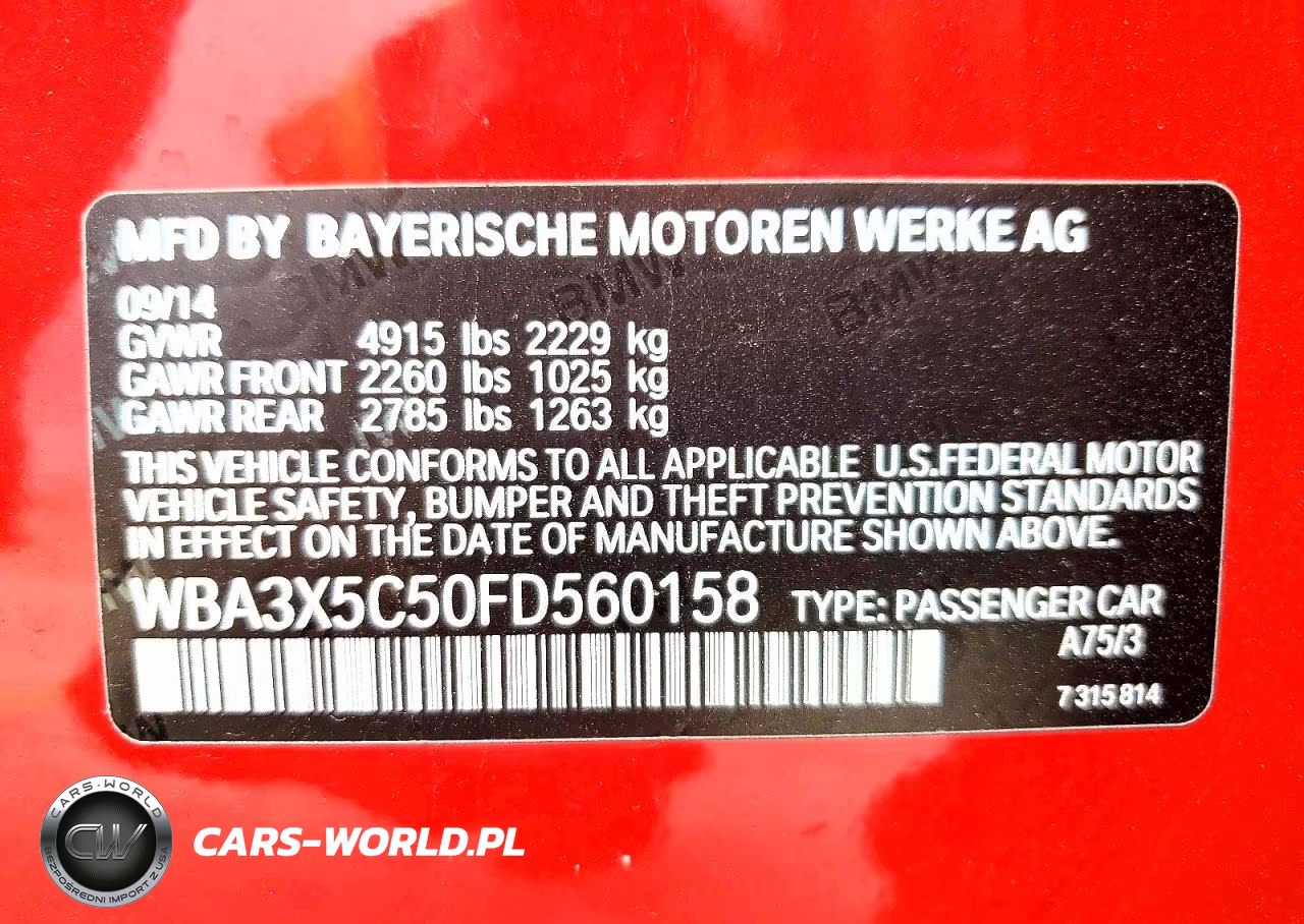 2015 BMW 328 Xigt VIN:WBA3X5C50FD560158 - 12