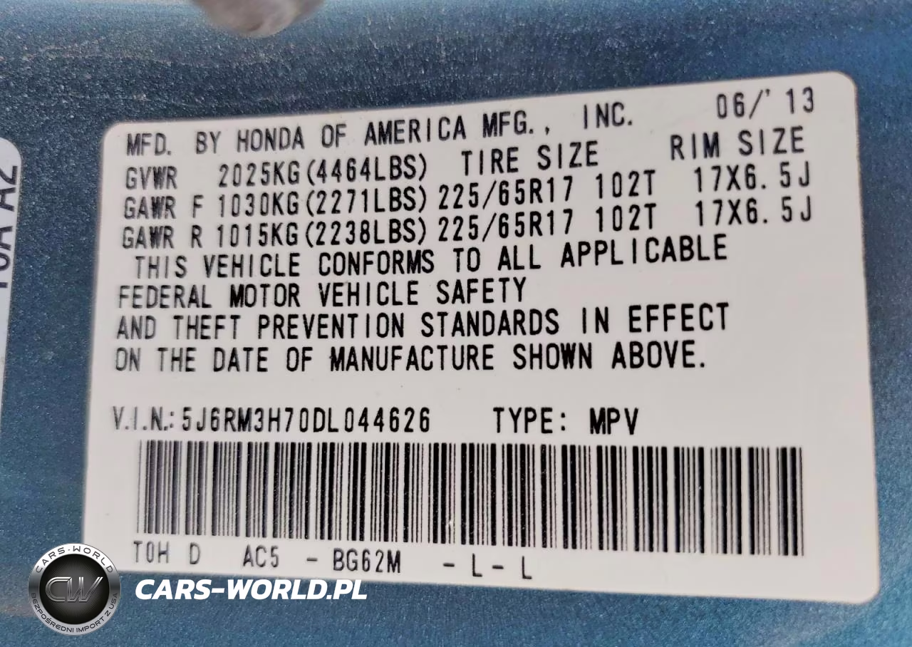 2013 Honda Cr-V Exl VIN:5J6RM3H70DL044626 - 13