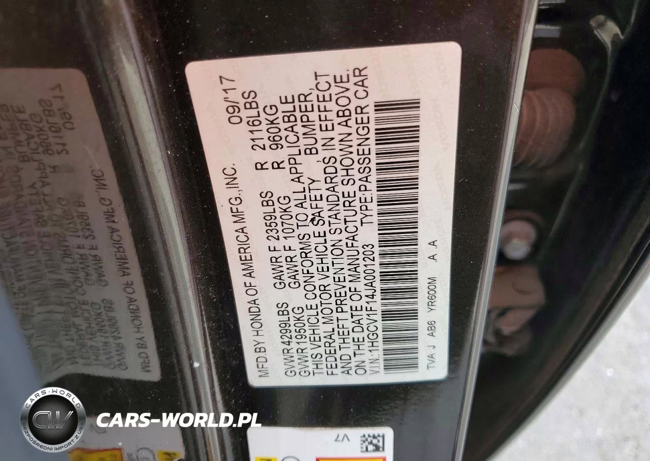 2018 Honda Accord Lx VIN:1HGCV1F14JA001203 - 13