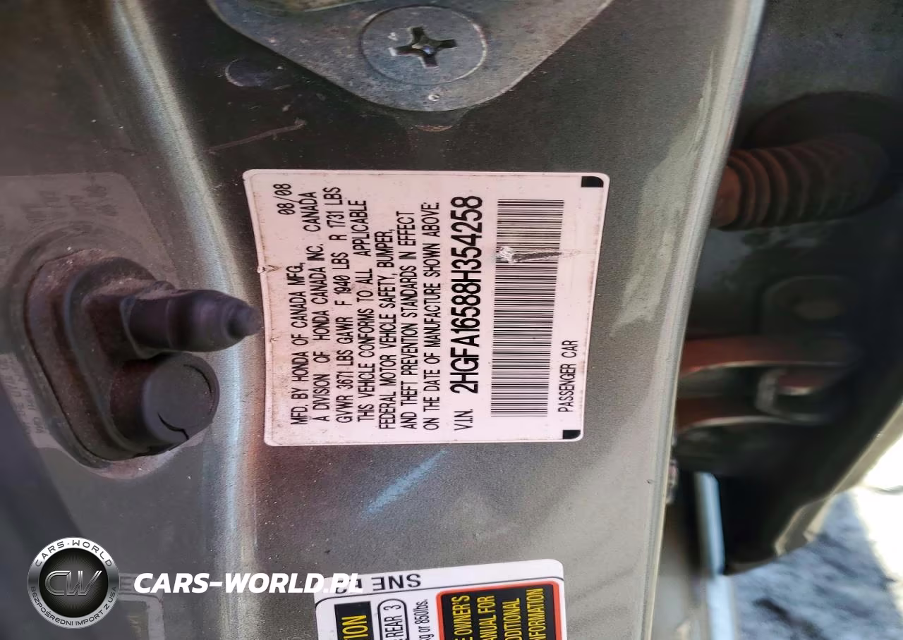 2008 Honda Civic Lx VIN:2HGFA16588H354258 - 12