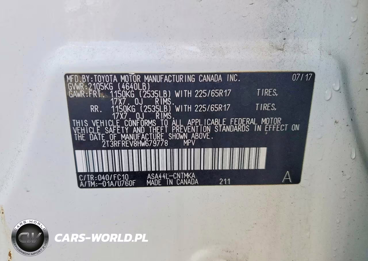 2017 Toyota Rav4 Xle VIN:2T3RFREV8HW679778 - 13