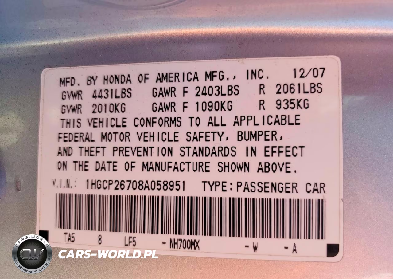 2008 Honda Accord Ex VIN:1HGCP26708A058951 - 13