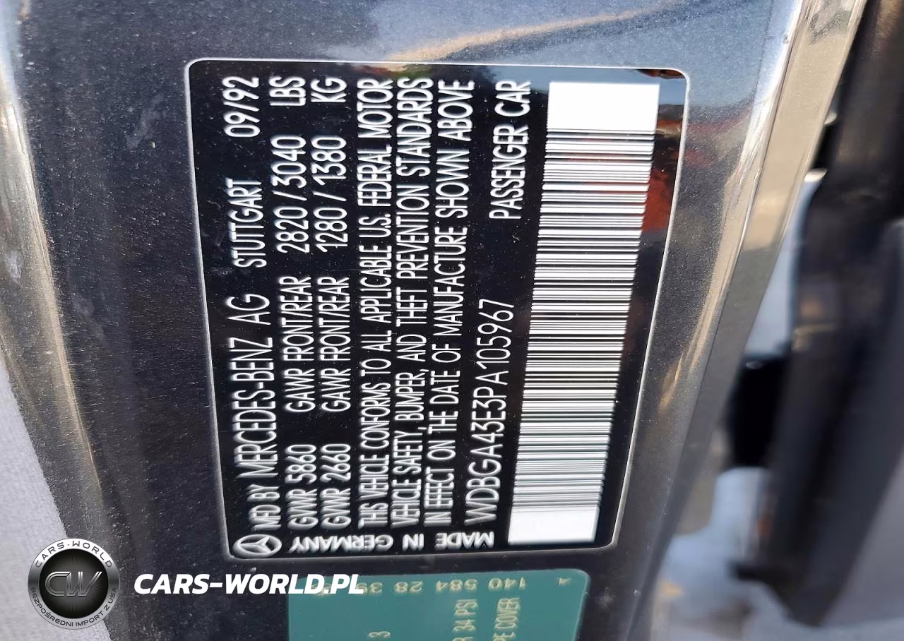 1993 Mercedes-Benz 400 Sel VIN:WDBGA43E3PA105967 - 12