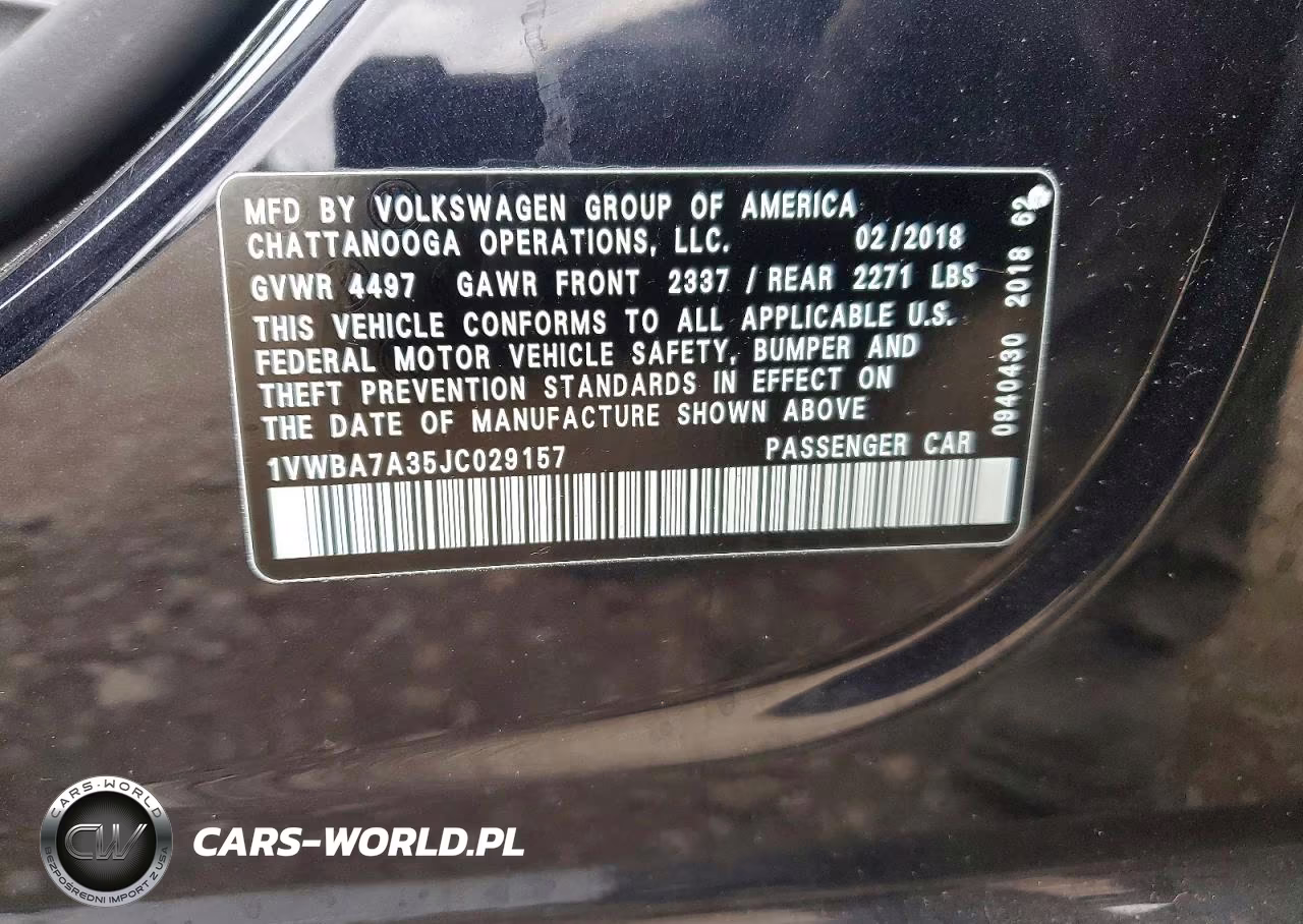 2018 Volkswagen Passat Se VIN:1VWBA7A35JC029157 - 12