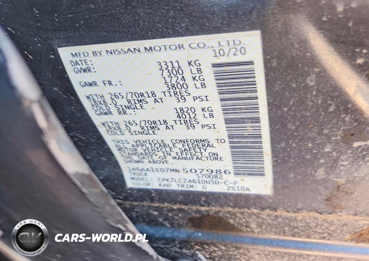 2021 Nissan Titan Sv VIN:1N6AA1ED7MN507986 - 12