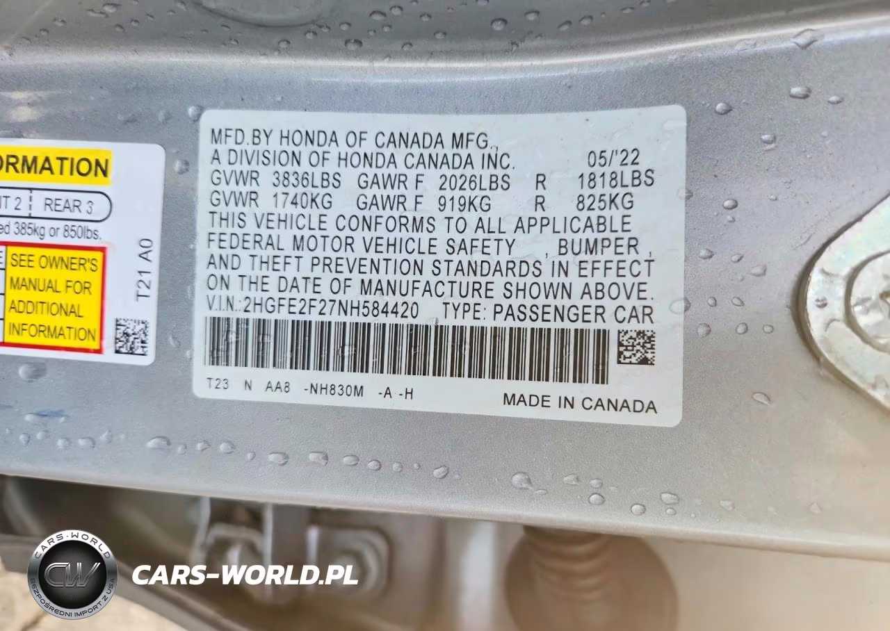 2022 Honda Civic Lx VIN:2HGFE2F27NH584420 - 13