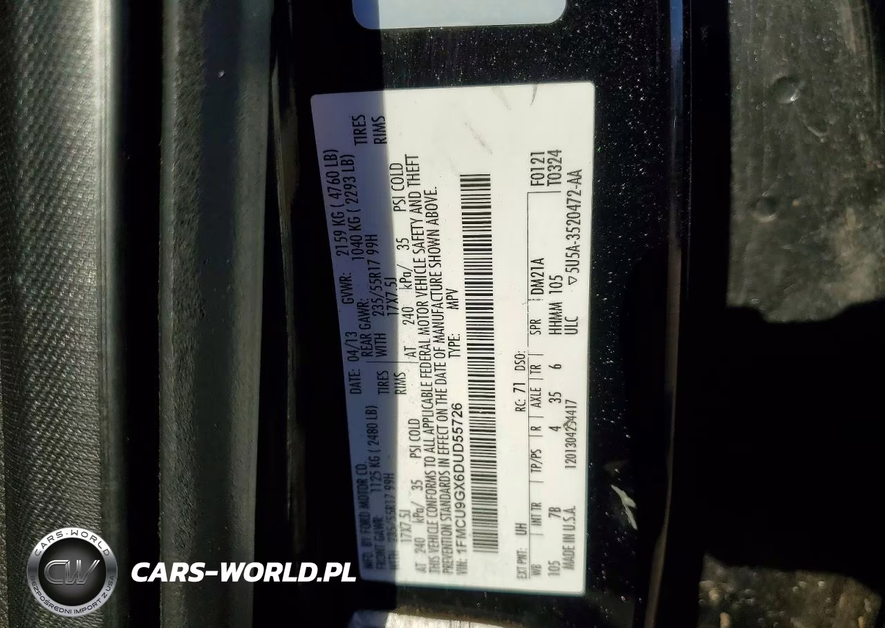 2013 Ford Escape Se VIN:1FMCU9GX6DUD55726 - 12