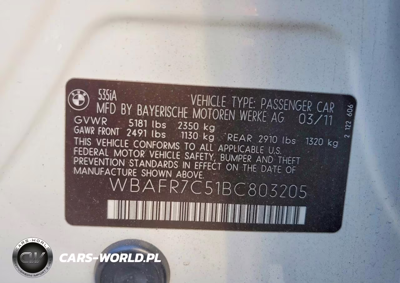 2011 BMW 535 I VIN:WBAFR7C51BC803205 - 12