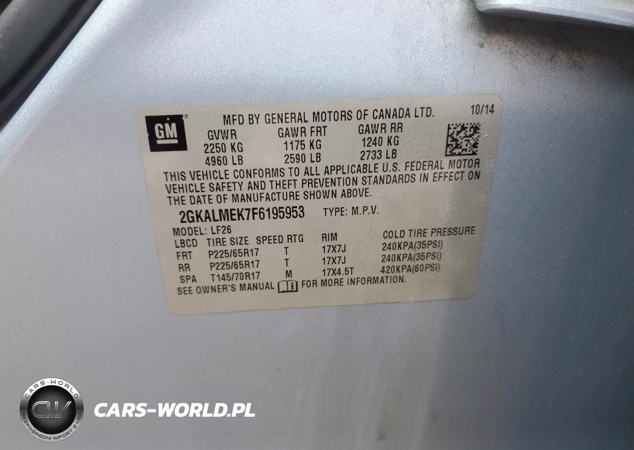 2015 GMC Terrain Sle VIN:2GKALMEK7F6195953 - 13