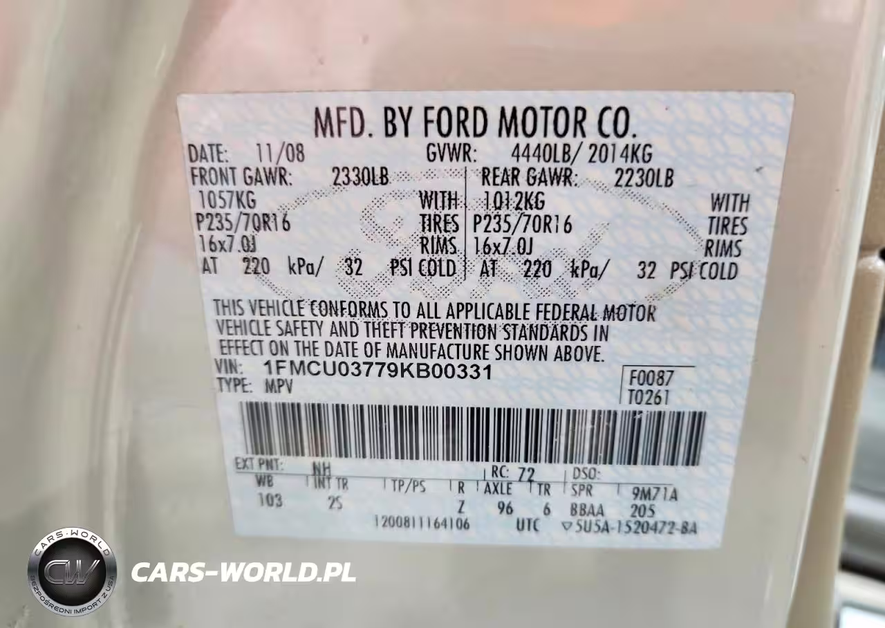 2009 Ford Escape Xlt VIN:1FMCU03779KB00331 - 13