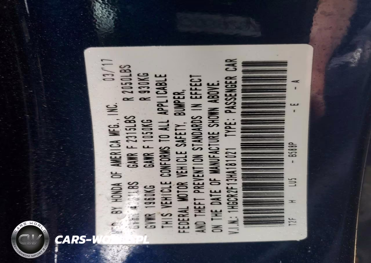 2017 Honda Accord Sport Special Edition VIN:1HGCR2F13HA181021 - 12