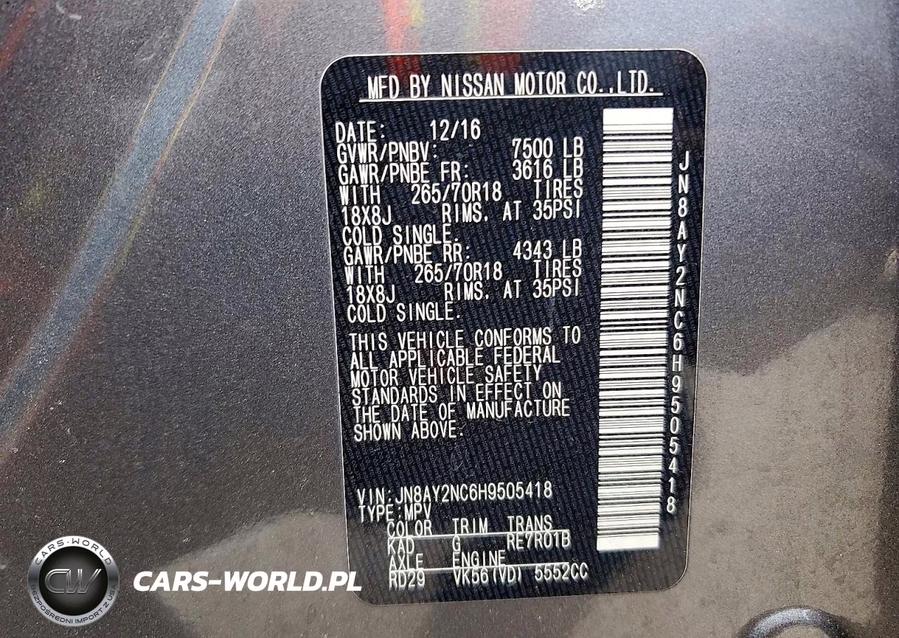 2017 Nissan Armada Sv VIN:JN8AY2NC6H9505418 - 13