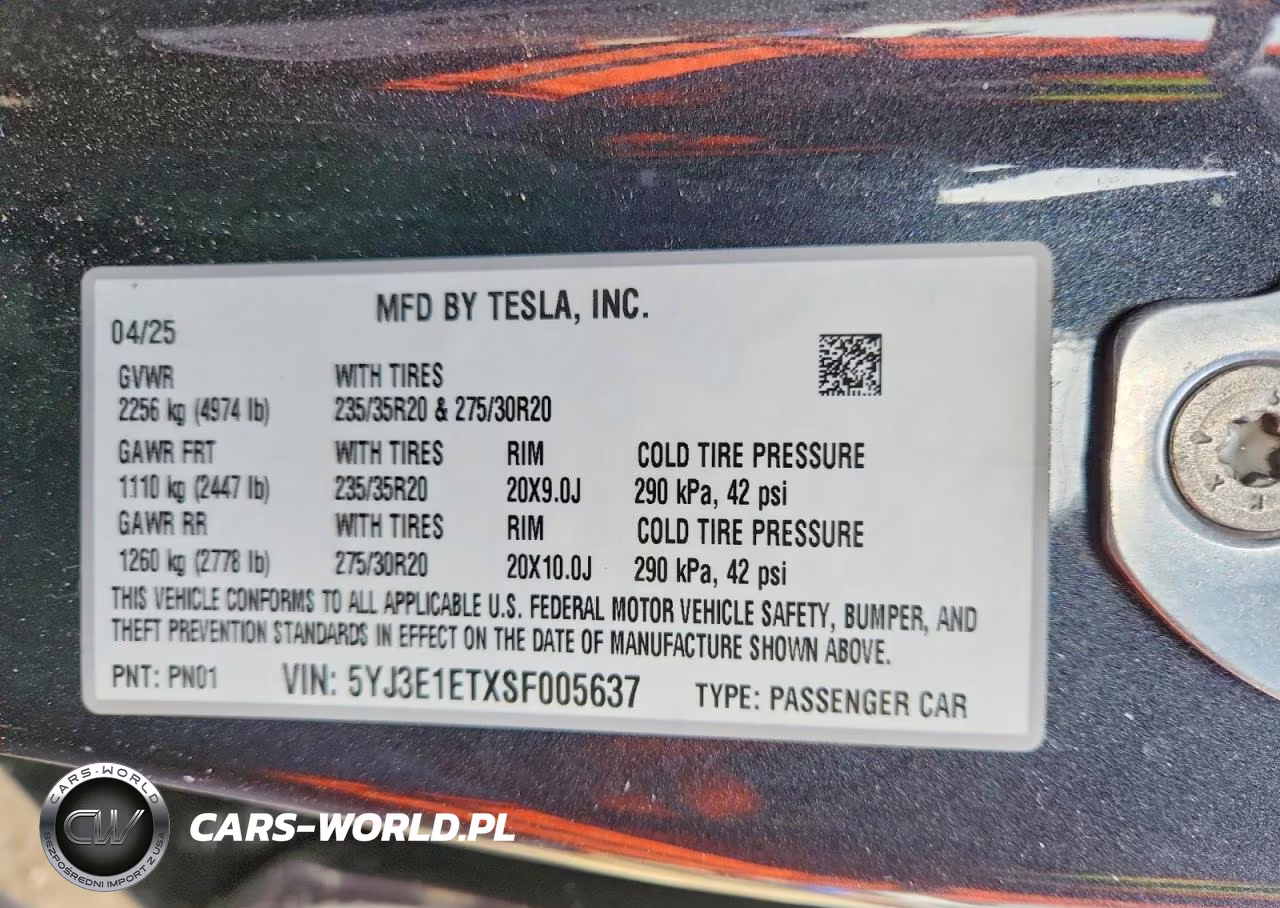 2025 Tesla Model 3 VIN:5YJ3E1ETXSF005637 - 12