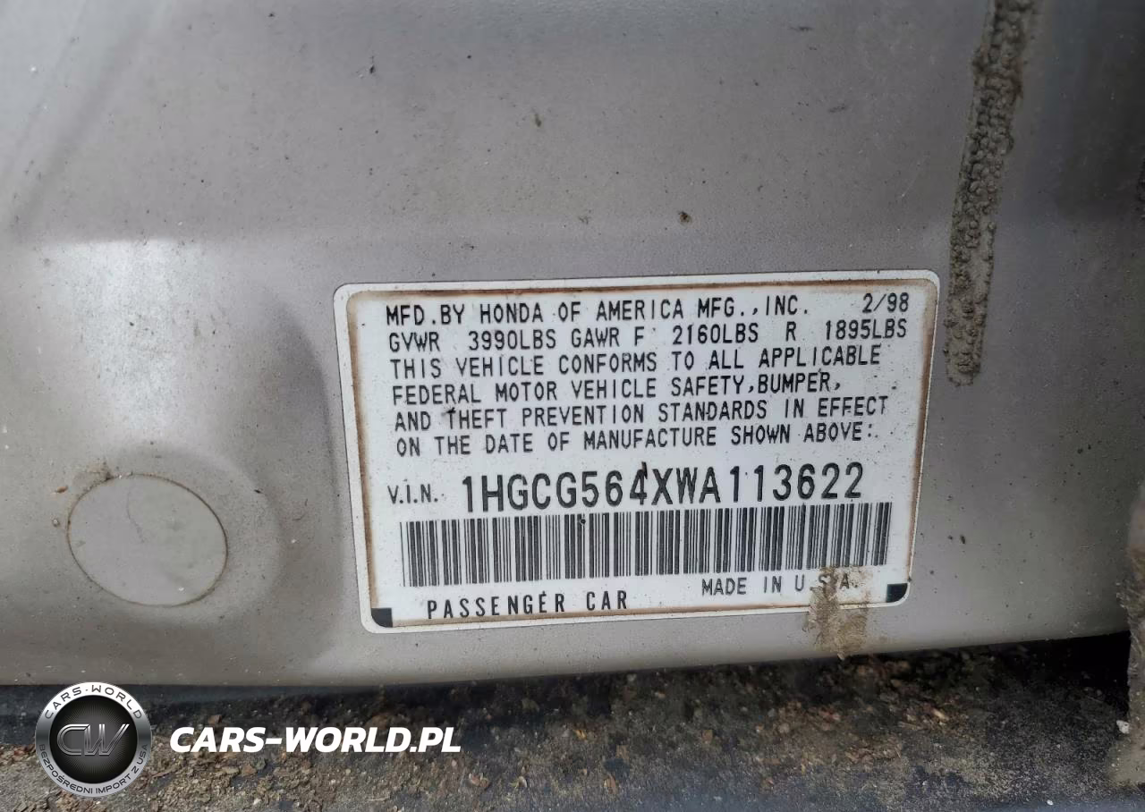 1998 Honda Accord Lx VIN:1HGCG564XWA113622 - 12