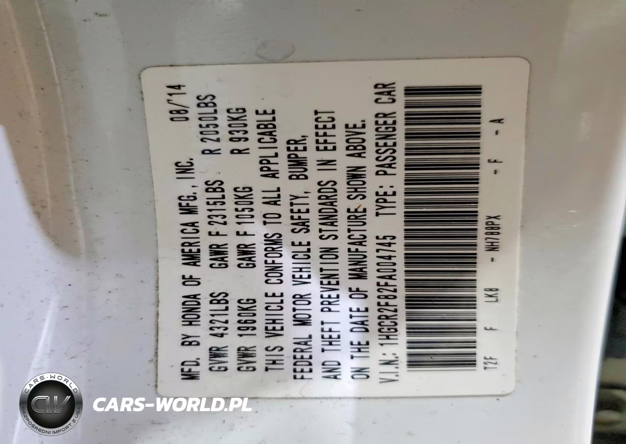 2015 Honda Accord Exl VIN:1HGCR2F82FA004745 - 12