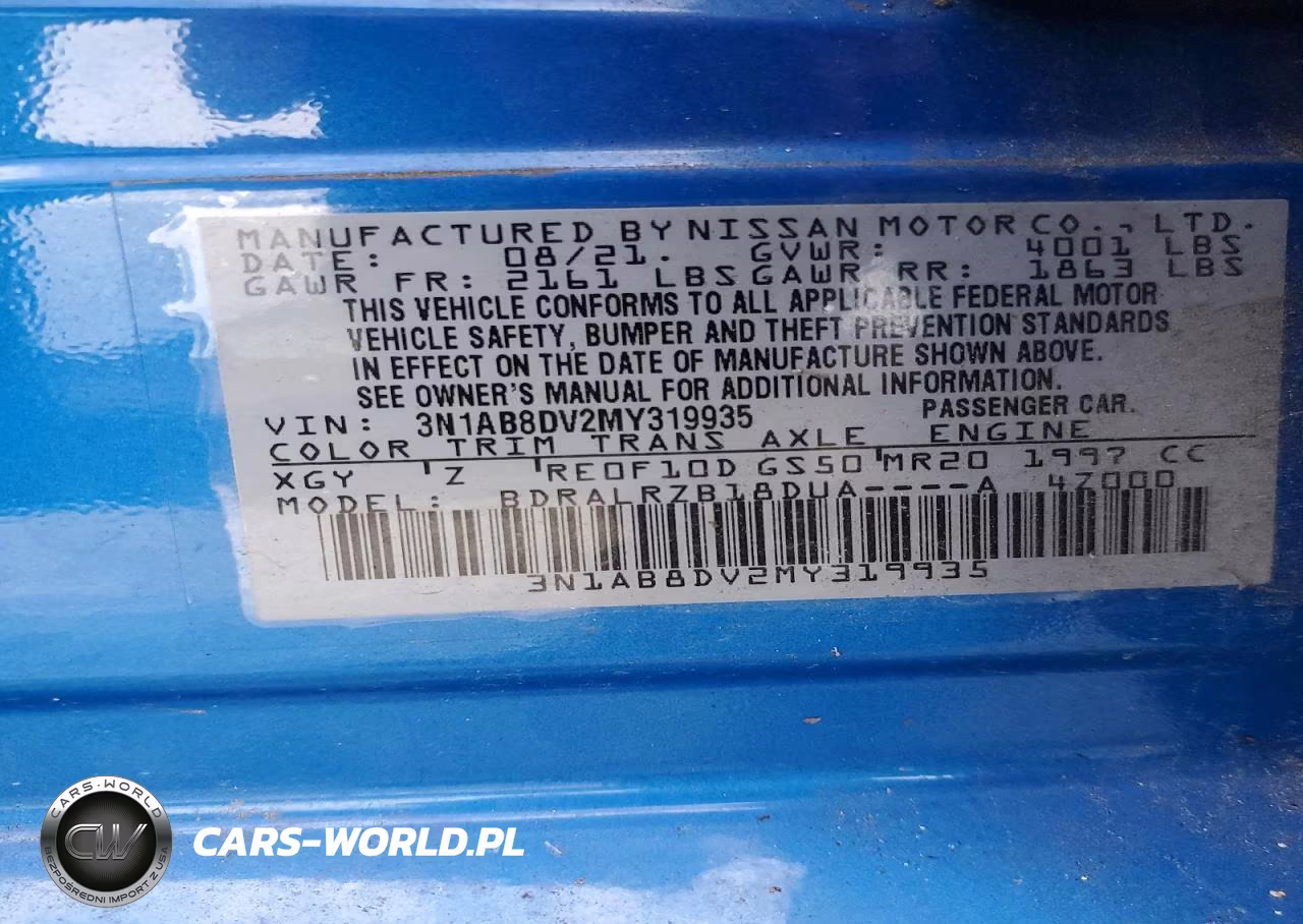 2021 Nissan Sentra Sr VIN:3N1AB8DV2MY319935 - 12