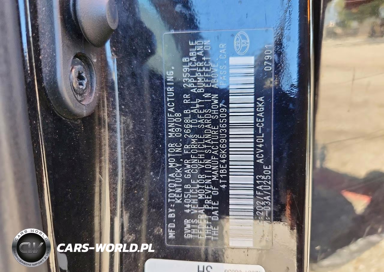2009 Toyota Camry Xle VIN:4T1BE46K69U365097 - 12