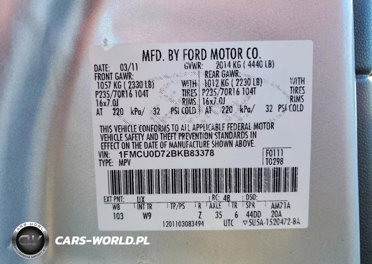 2011 Ford Escape Xlt VIN:1FMCU0D72BKB83378 - 13