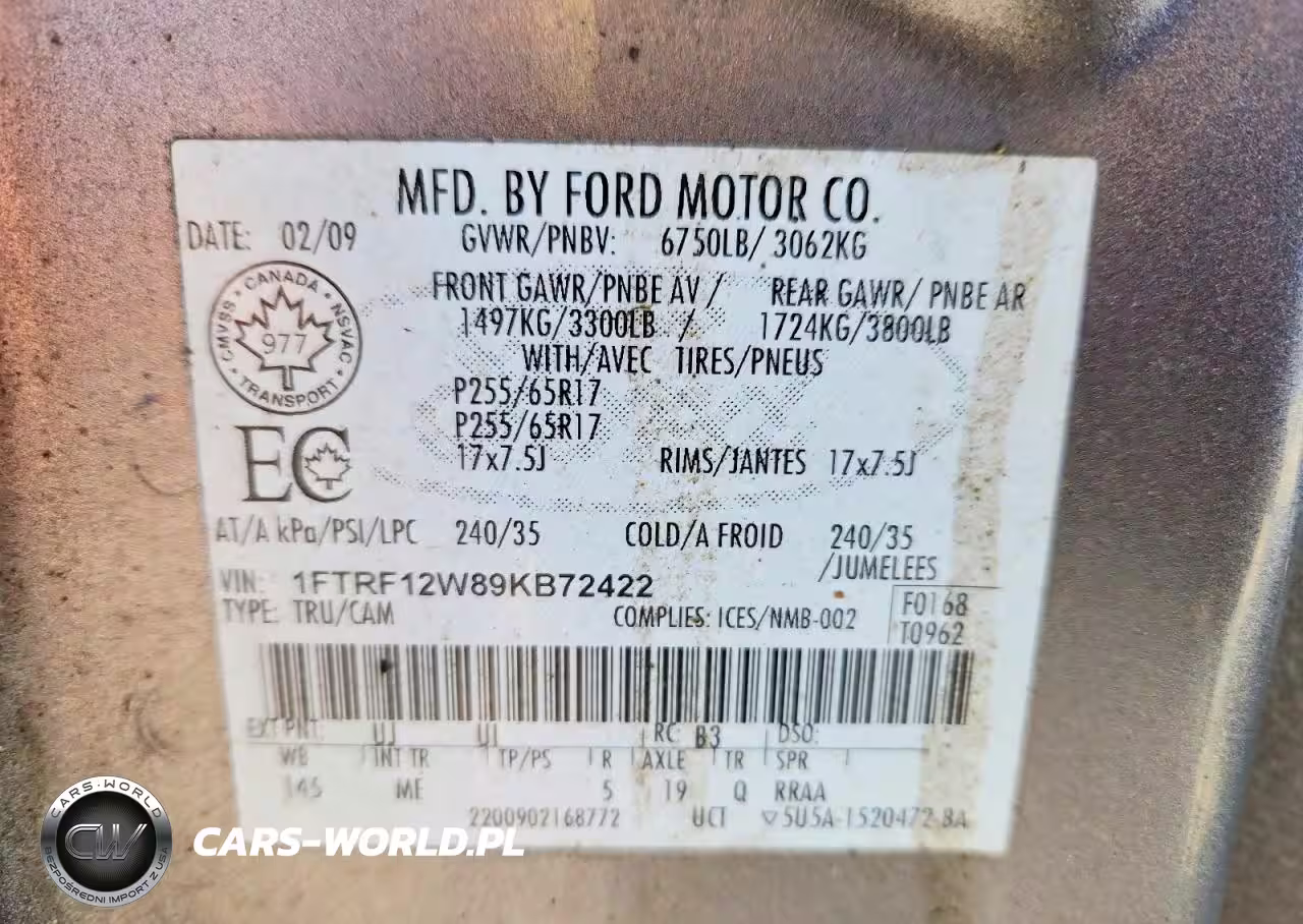 2009 Ford F150 VIN:1FTRF12W89KB72422 - 13