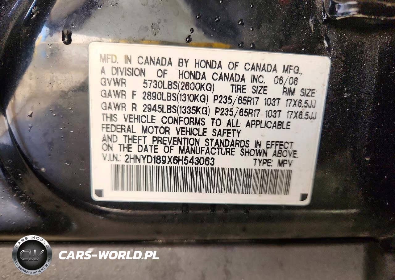 2006 Acura Mdx Touring VIN:2HNYD189X6H543063 - 13