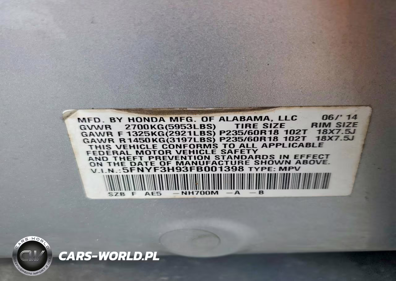 2015 Honda Pilot Touring VIN:5FNYF3H93FB001398 - 12