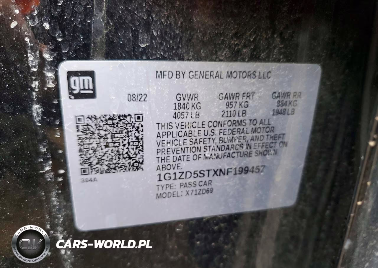2022 Chevrolet Malibu Lt VIN:1G1ZD5STXNF199457 - 12
