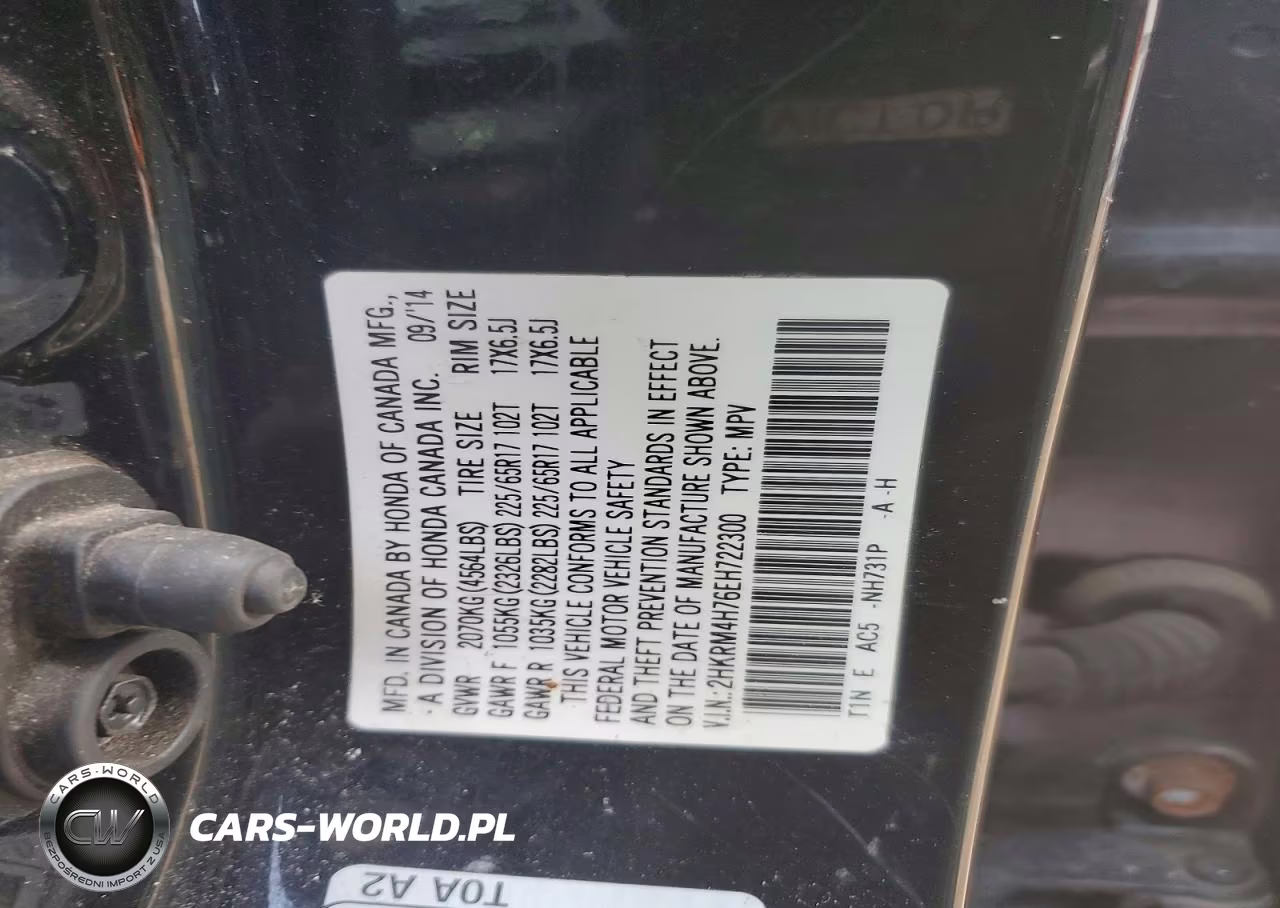 2014 Honda Cr-V Exl VIN:2HKRM4H76EH722300 - 12