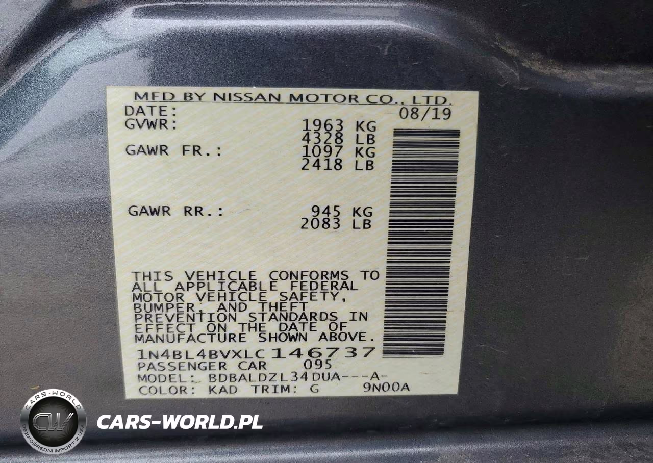 2020 Nissan Altima 2.5 S VIN:1N4BL4BVXLC146737 - 13