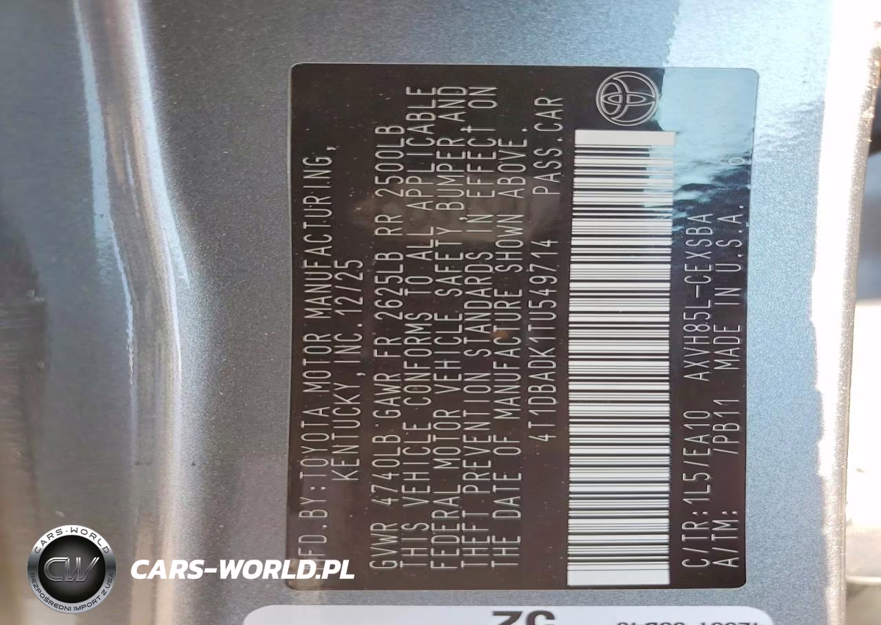 2026 Toyota Camry Se VIN:4T1DBADK1TU549714 - 12