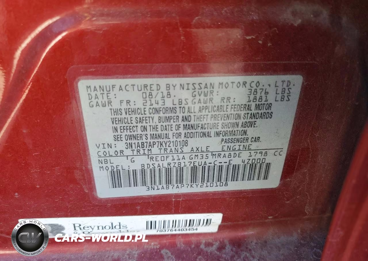 2019 Nissan Sentra Sr VIN:3N1AB7AP7KY210108 - 12