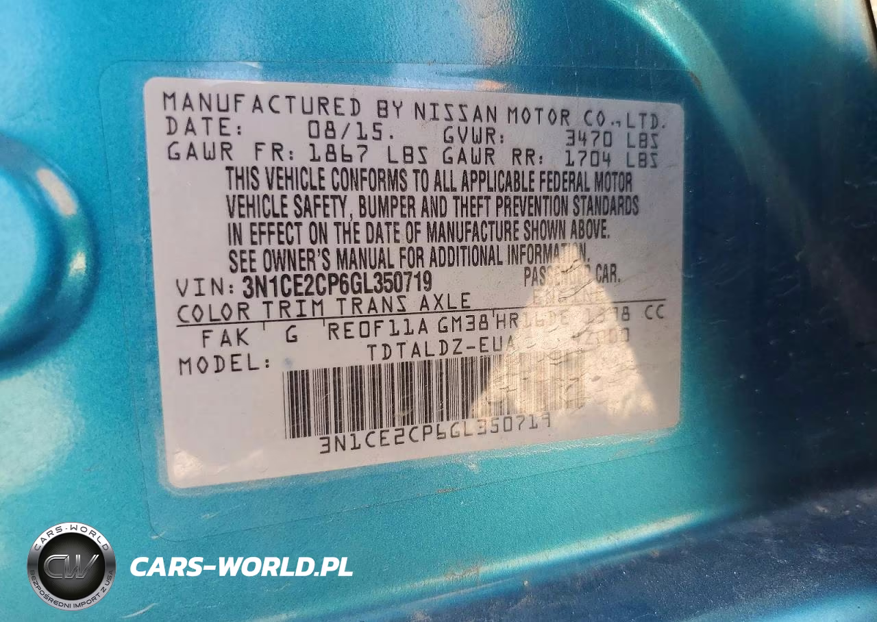 2016 Nissan Versa Note Sv VIN:3N1CE2CP6GL350719 - 12