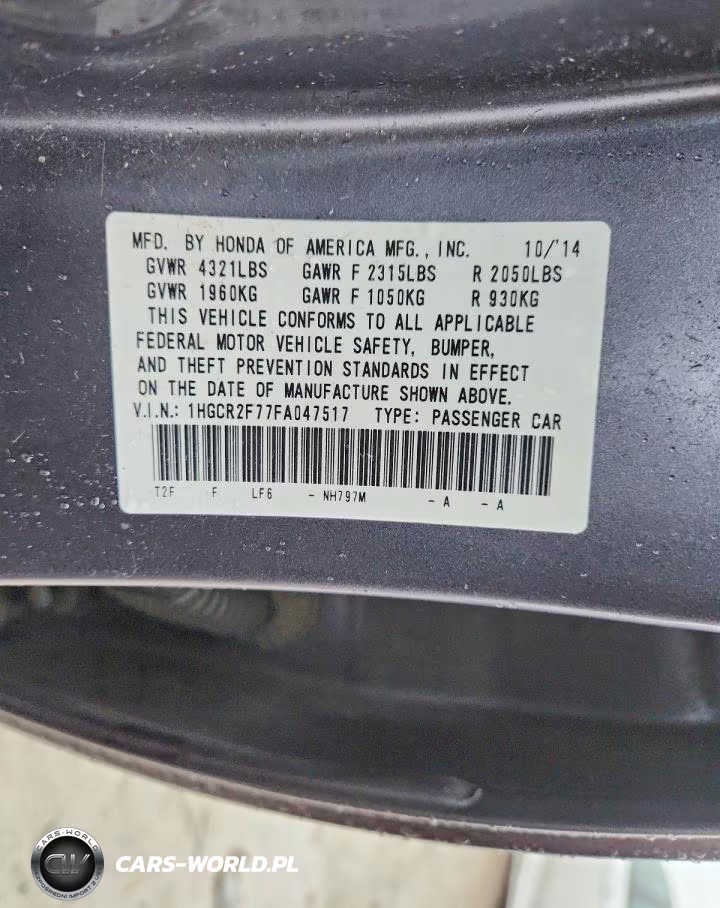 2015 Honda Accord Ex VIN:1HGCR2F77FA047517 - 13