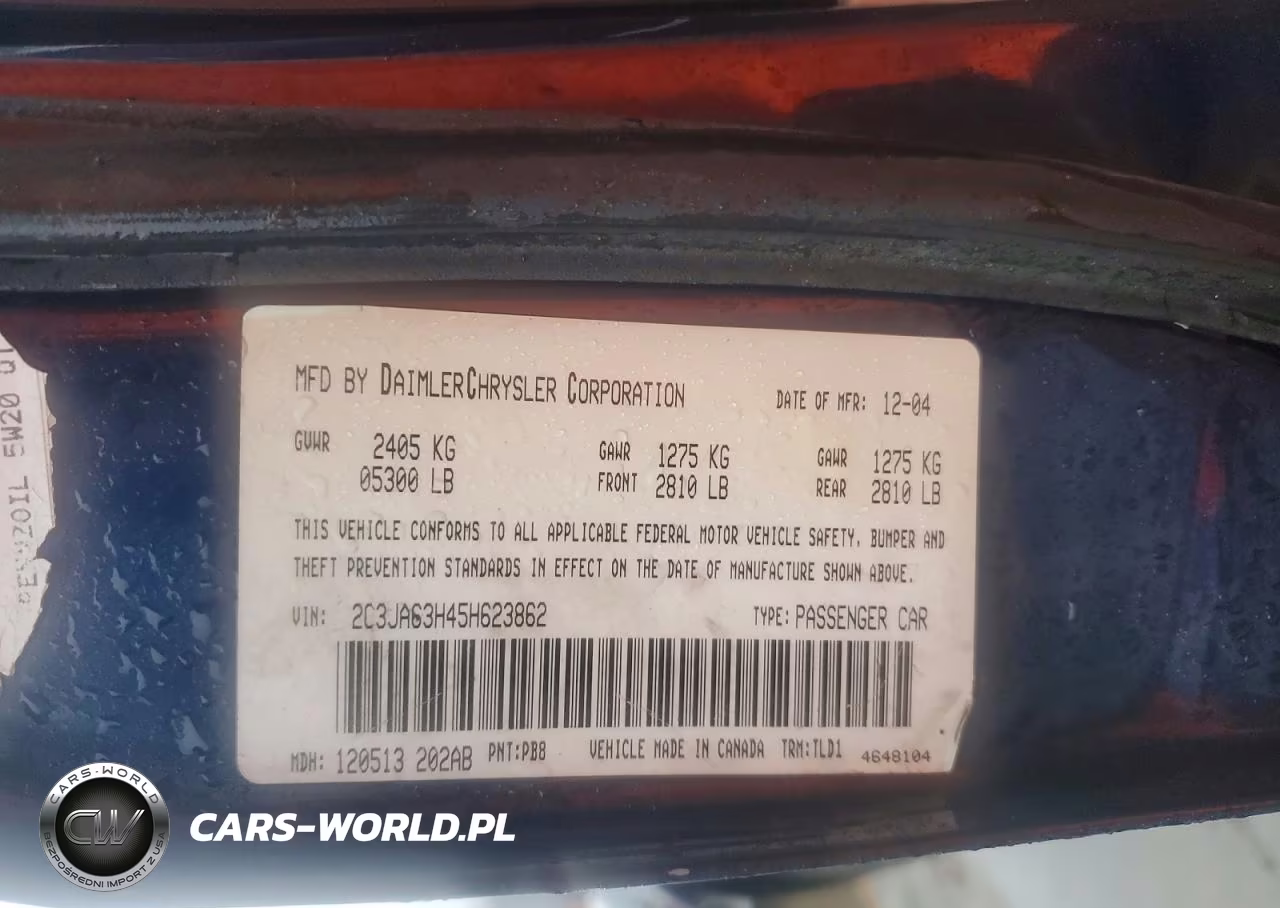 2005 Chrysler 300C VIN:2C3JA63H45H623862 - 13
